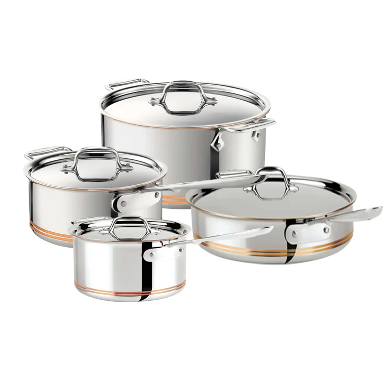 Factory Direct Sale 5Ply Wholesale American Kitchen king Cookware 8 Copper Core Stainless Steel Cookware Set Copper Core Cookwar