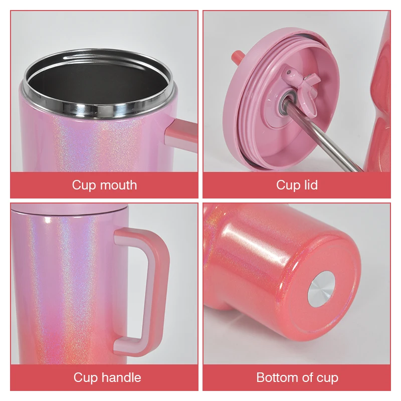 New 40oz Tumbler with Handle and Straw Insulated Tumbler with Lid and Straw Stainless Steel Travel Mug Keeps Cold for 34 Hours