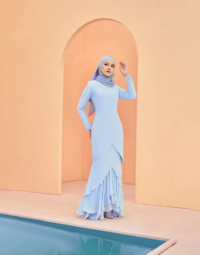 SIPO Eid 2023 Malaysia Solid Color Indonesian Clothing For Women Kebaya Malaysian Moden Plain Casual Linen Baju Kurung Modern