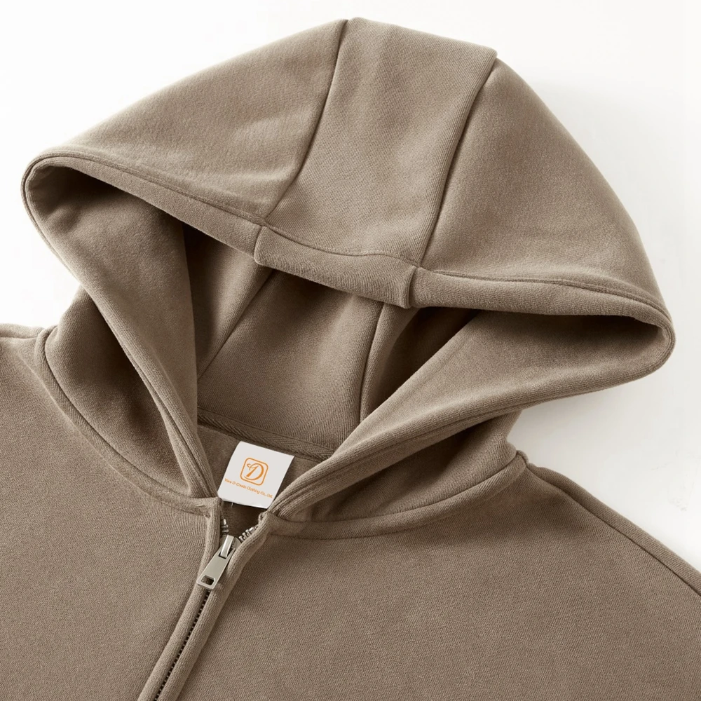 Custom Logo Print 420 Grams Zip-Up Hoodies High Quality Heavyweight Cotton Fleece Oversized Zipper Hoodies