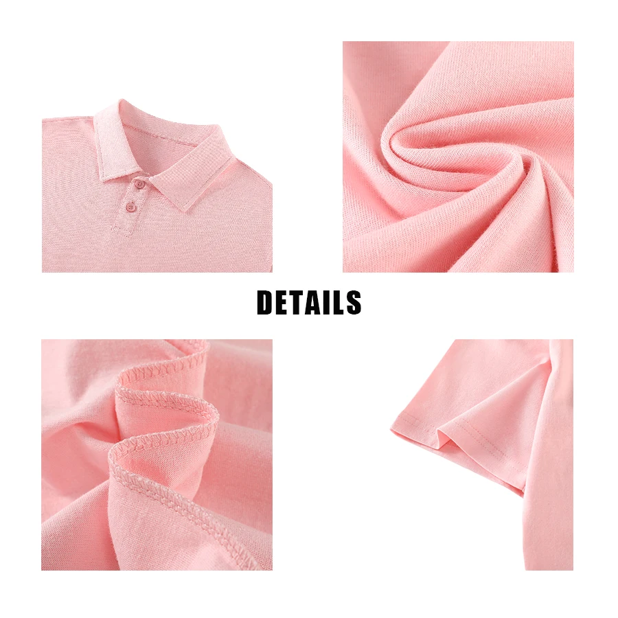 Casual Cute Blank School Uniforms 100% Cotton Pullover Sweatshirt Clothing Short Sleeve Polo Shirt