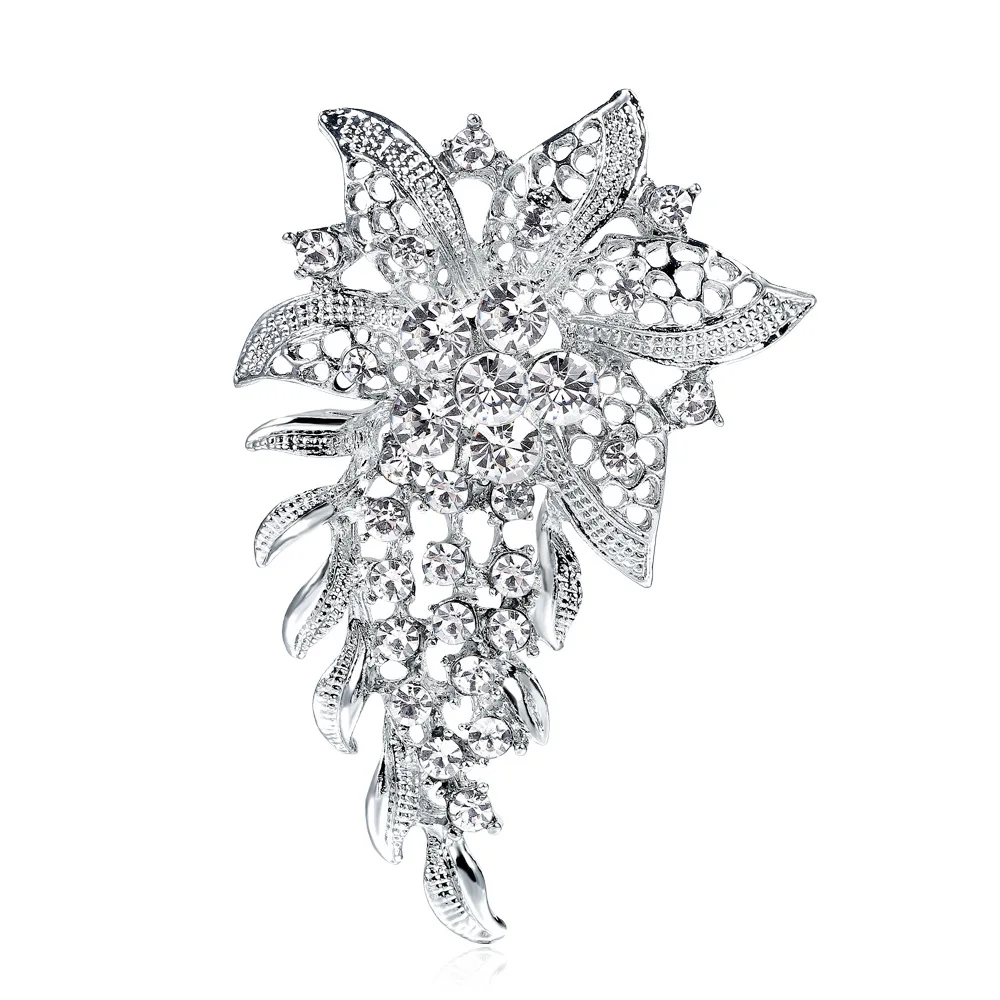 DRAC123 Wholesale Fashion Flower Brooches Women Rhinestones Brooch Pin