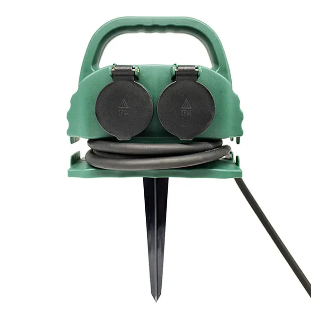 JiaHui 4 way German waterproof IP44 outdoor garden socket with 1.5m 5m 10m rubber extension cord