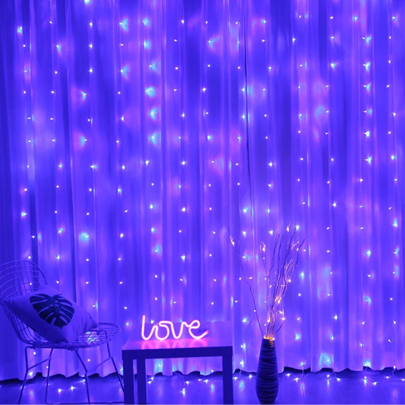3mx1m 3mx2m  3x3m 120 192 300 Led Christmas Halloween Holiday String Led lighting Window Curtain Fairy Lights For Wedding d