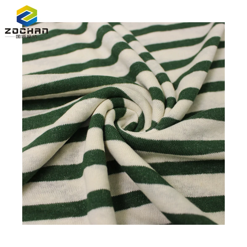 factory 48% Ecovero viscose 39% linen 13% polyester stripe jersey recycled wicking Sheer weft knitting fabric for Sleepwear