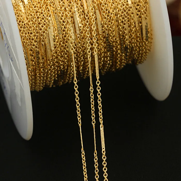 New design 14K Gold Filled Cable Chain with Dapped Bar Chain 1.3mm Necklace Gold jewelry Chain