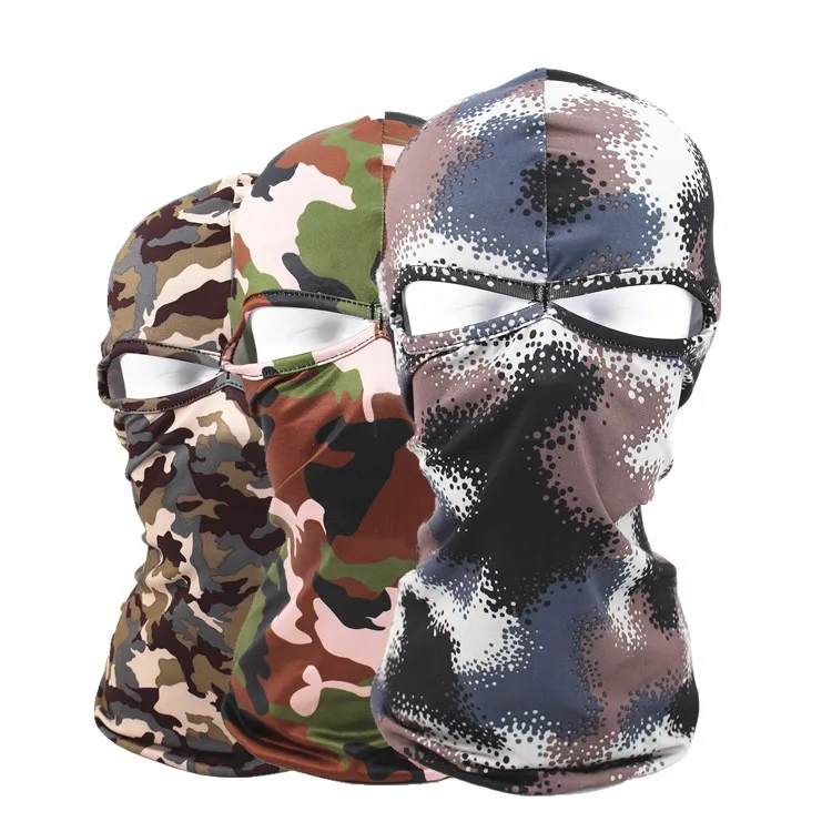 2021 Unisex Camo Pattern Two Hole Balaclava Outdoor Windproof Riding Knitted Balaclava Hats