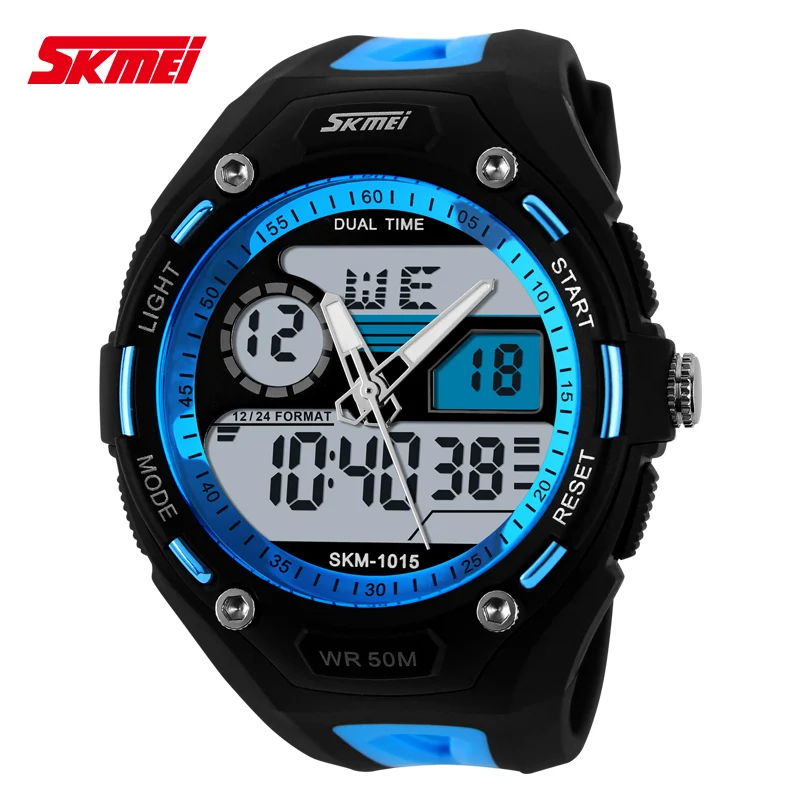 SKMEI 1015 Men Quartz Analog Digital Watch Fashion Design Water Proof Multifunction Complete Calendar Day Alarm Sport Watch