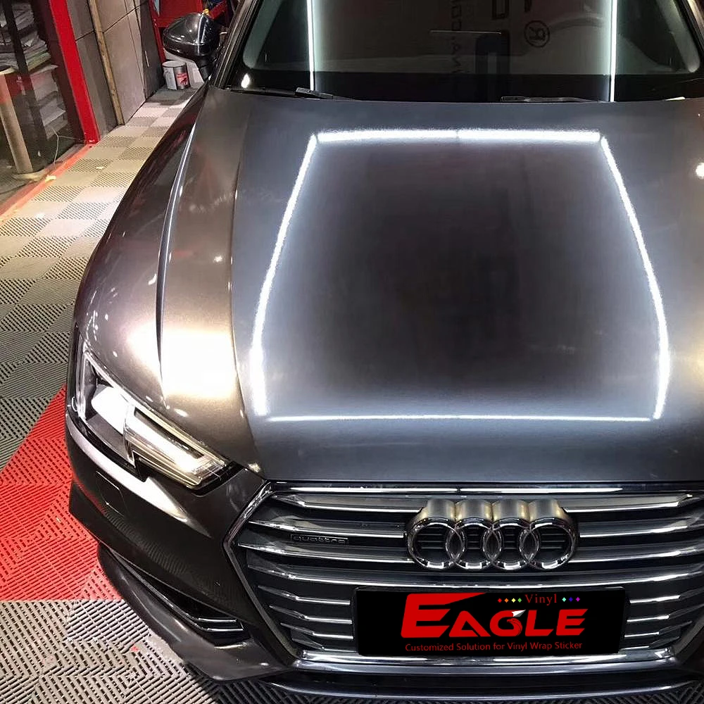 Factory Price Glossy Metallic Dark Grey 160gsm Car Wrapping Vinyl Film