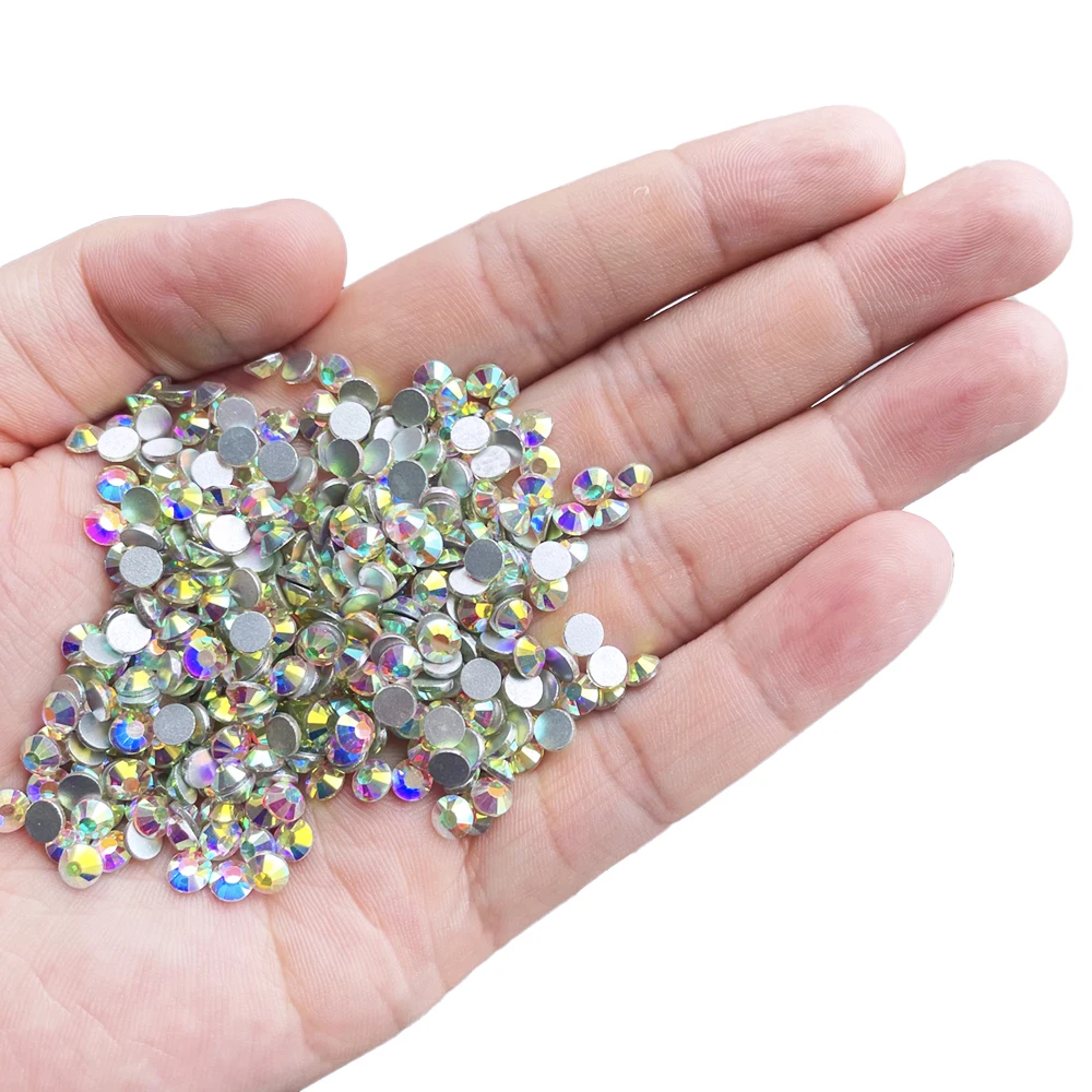 Wholesale 6mm Non-Hot Fix Flatback Rhinestones Glass Strass Crystal AB Crystal  ss3-ss20 Stones for Shoes  Loose Rhinestones
