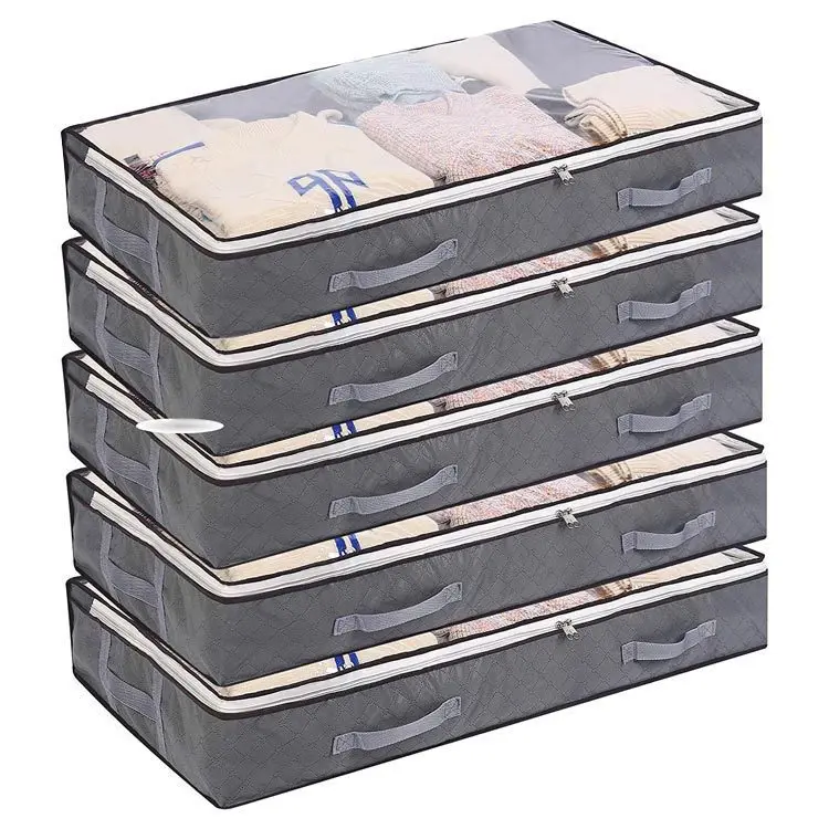 DS3933 Underbed Closet Storage Organizer Non-Woven Clothes Storage Bins Foldable Clothes Bag Under Bed Storage Containers