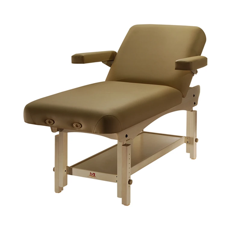 Heavy duty wooden adjustable stationary facial massage table china beauty spa salon bed sale
