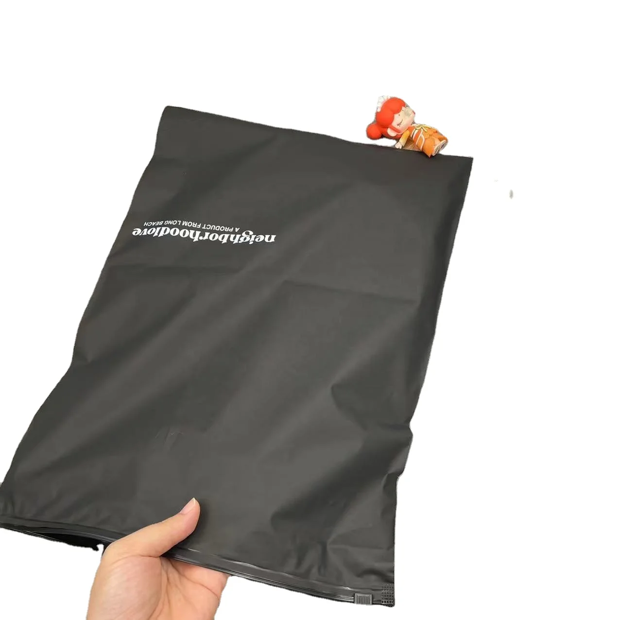 Wholesale Custom PVC Packaging Black Frosted Zipper Bag Square Bottom Clothing Rice Featuring Screen Printing Surface Handling
