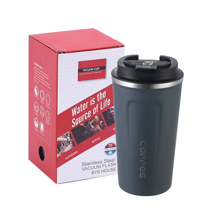 Hot Selling 380ml 510ml 304 Stainless Steel Smart Led Temperature Display Travel Vacuum Coffee Cup Thermal Insulated Coffee Mug