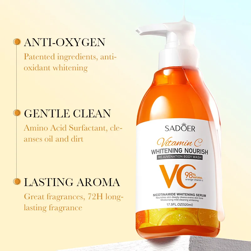 SADOER best sales vitamin c whitening nourishing bath body wash smooth skin care gold shower gel