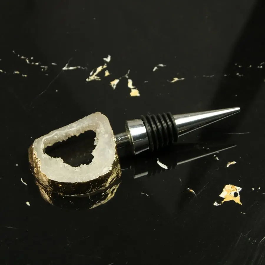 White Hollow Agate Wine Stopper, Fashionable Home Bottle Wine Set, Family Table Wine Bottle Stopper Gift