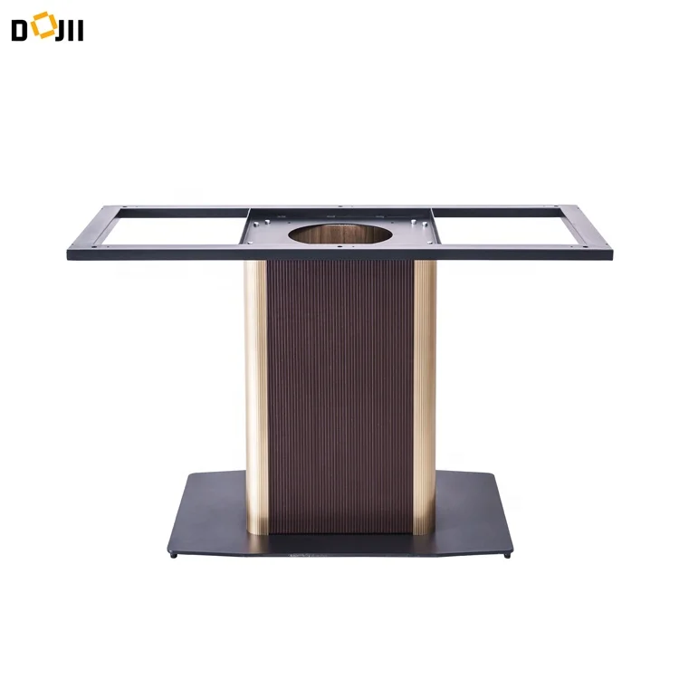 Black & Golden Wrought Iron & Aluminium & Leather Square Dining Steel Table Legs for DIY Home Decor