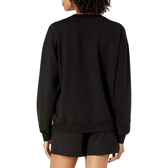 Wholesale Custom Logo Embroidery Blank Oversized Cotton French Terry Solid Causal Crewneck Women Hoodies Sweatshirts