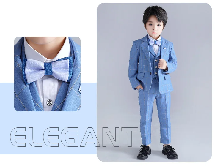 Piano Competition costume Boys Tie Long Sleeve White Shirt Strap Trousers Children Clothing Sets High Quality Baby Boys Suits