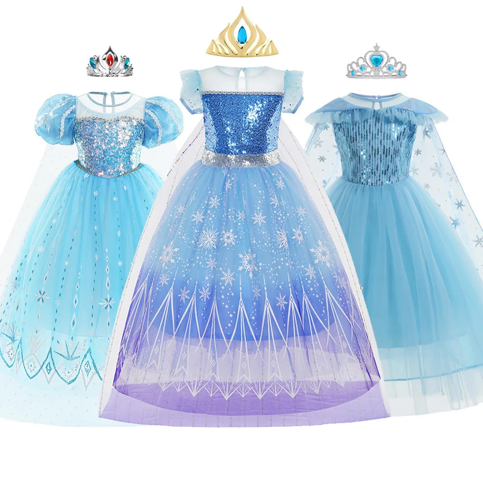 2024 Summer Princess Character Dress For Girl Elsa Dresses For Girls Princess Party Elsa Costume Princess Dress For Girl