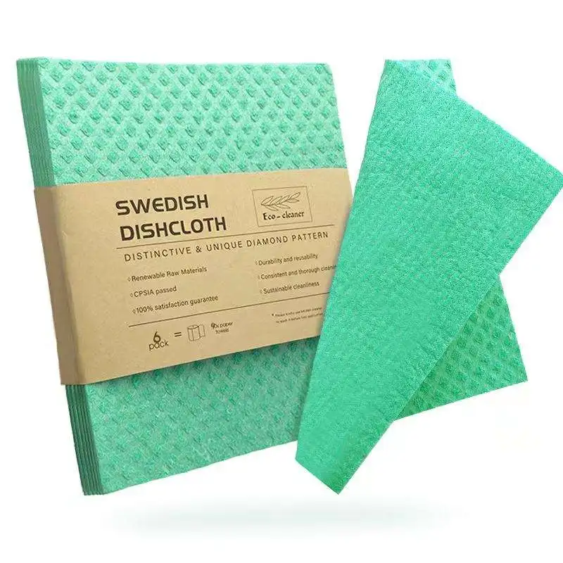 Eco Friendly Cotton Wood Pulp Hand Towel Reusable Cellulose Cleaning Absorbent Swedish Sponge Cloth For Kitchen