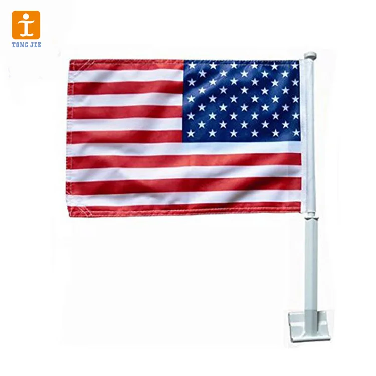 Plastic FlagPole With Polyester Flag And Hanging Style Window Car Flag