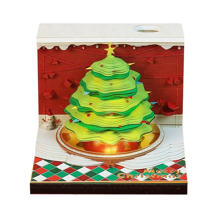 3D Calendar Women Custom 3D Christmas Tree Christmas Bell Desk Memo Pad 3D Carving Art Notepad 3D Sticky Notes 3D Calendar