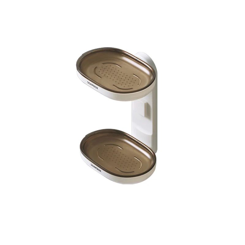 Custom Logo Durable Double Layers Shower Bathroom Accessories Sets Storage Vacuum Suction Cup Soap Dishes Holder