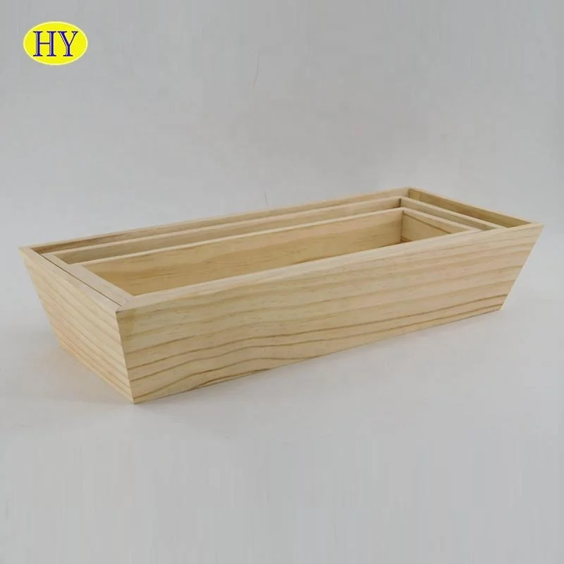 Custom Unfinished Cheap Wooden Decorative Planter Pot