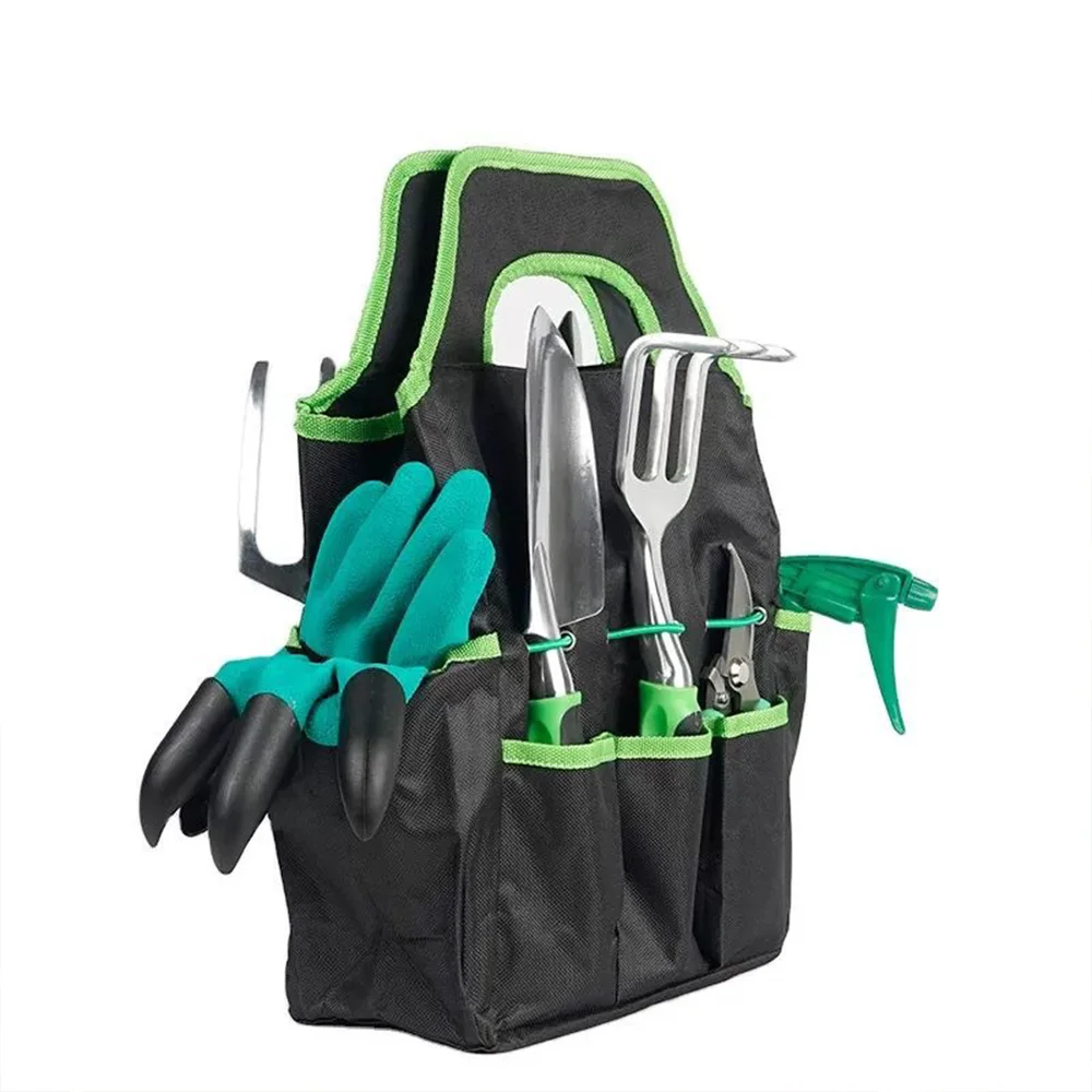 Garden Tool Kit 8-Piece Lightweight Aluminum Magnesium Alloy Garden Tool Set Ergonomic Non-Slip Handle Includes Shovel Scissors