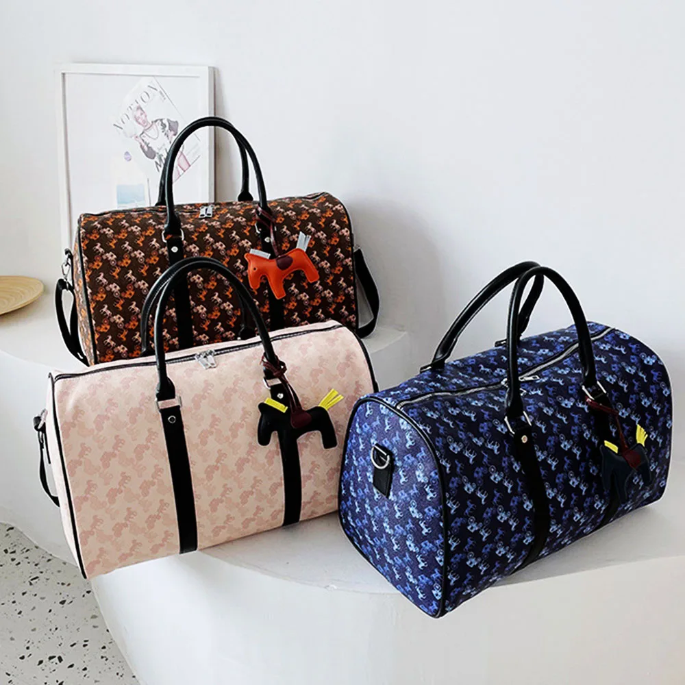 custom print overnigt holiday weekend Single Shoulder pu leather travel duffle pack weekender Bag