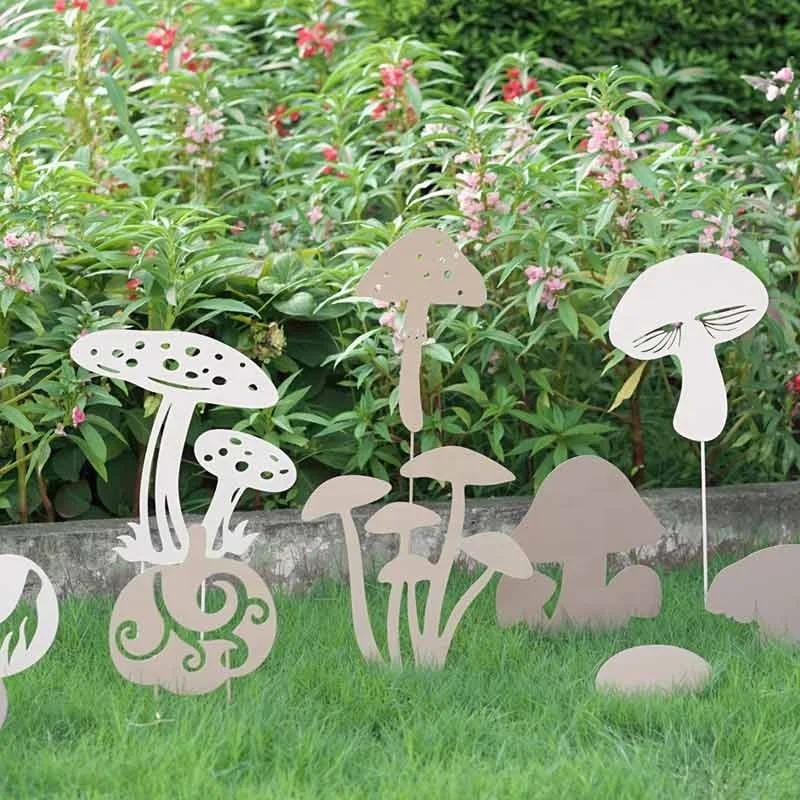 Metal Mushroom Home Decor Rustic Handmade Metal Garden Ornaments  Figurines Home Yard Decorations Lawn Ornaments
