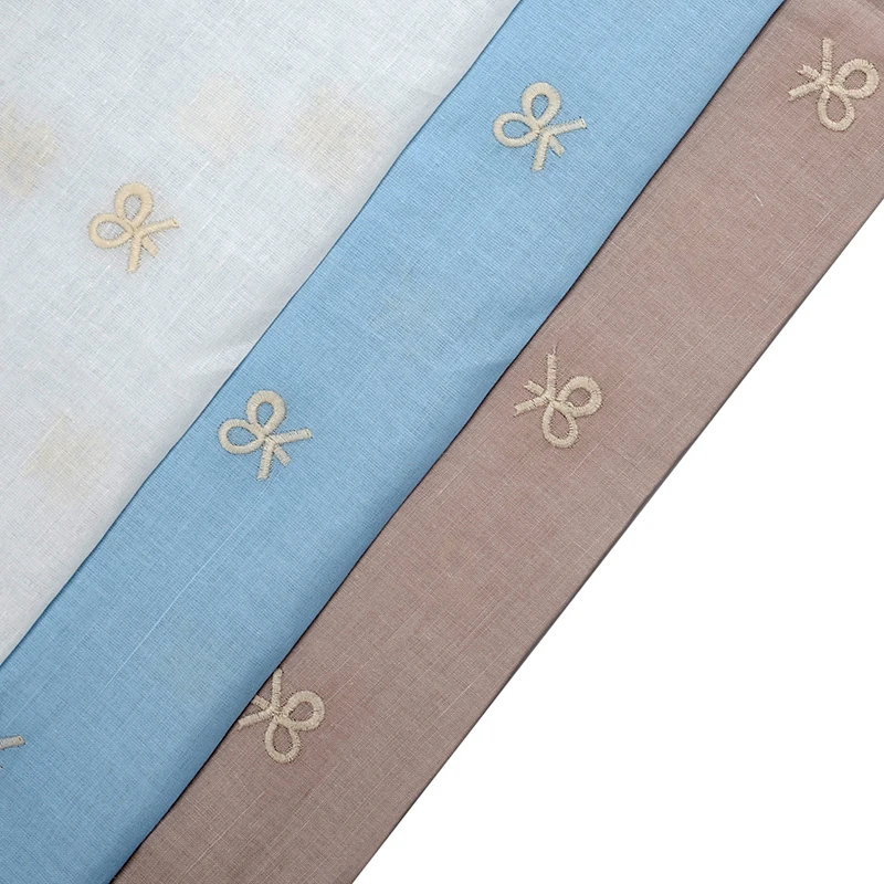 Jacquard Embroidered Cotton Linen Fabric For Dress