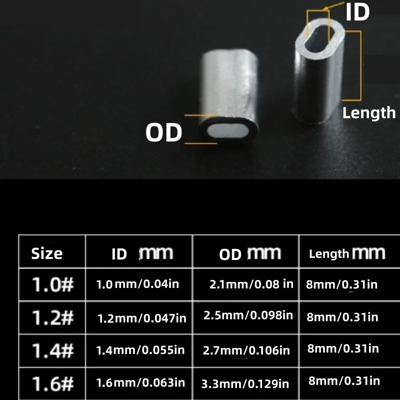 Aluminum Single Barrel Crimp Sleeves Fishing Line Tube Connector for Leader Rigs