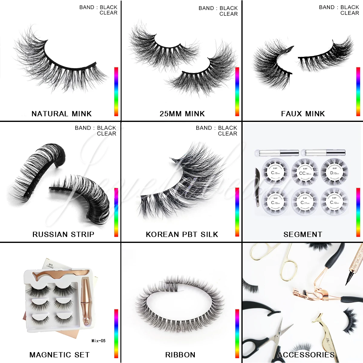 top products short style lash strips false eyelashes natural 3d mink lashes 5d wholesale vendor 25mm rainbow color strip lash