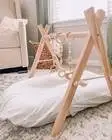 2024Hot sale Wooden Baby Play Gym with 6 Toys Foldable Play Gym Frame Activity Gym