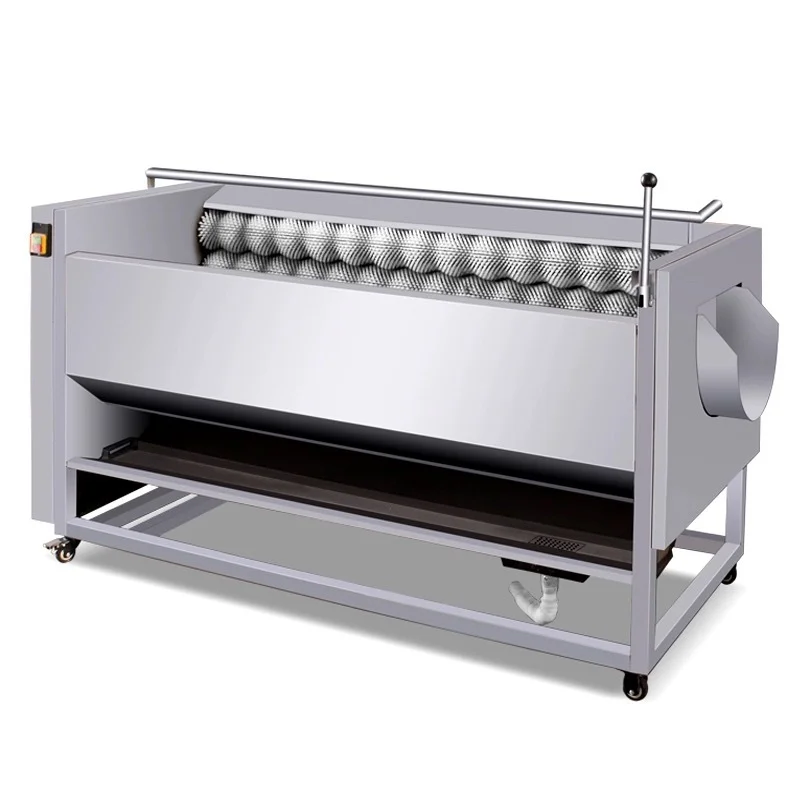 Electric Commercial Industrial Brush Roller Vegetable Carrot Sweet Potato Cleaning Washer Washing And Peeling Peeler Machine