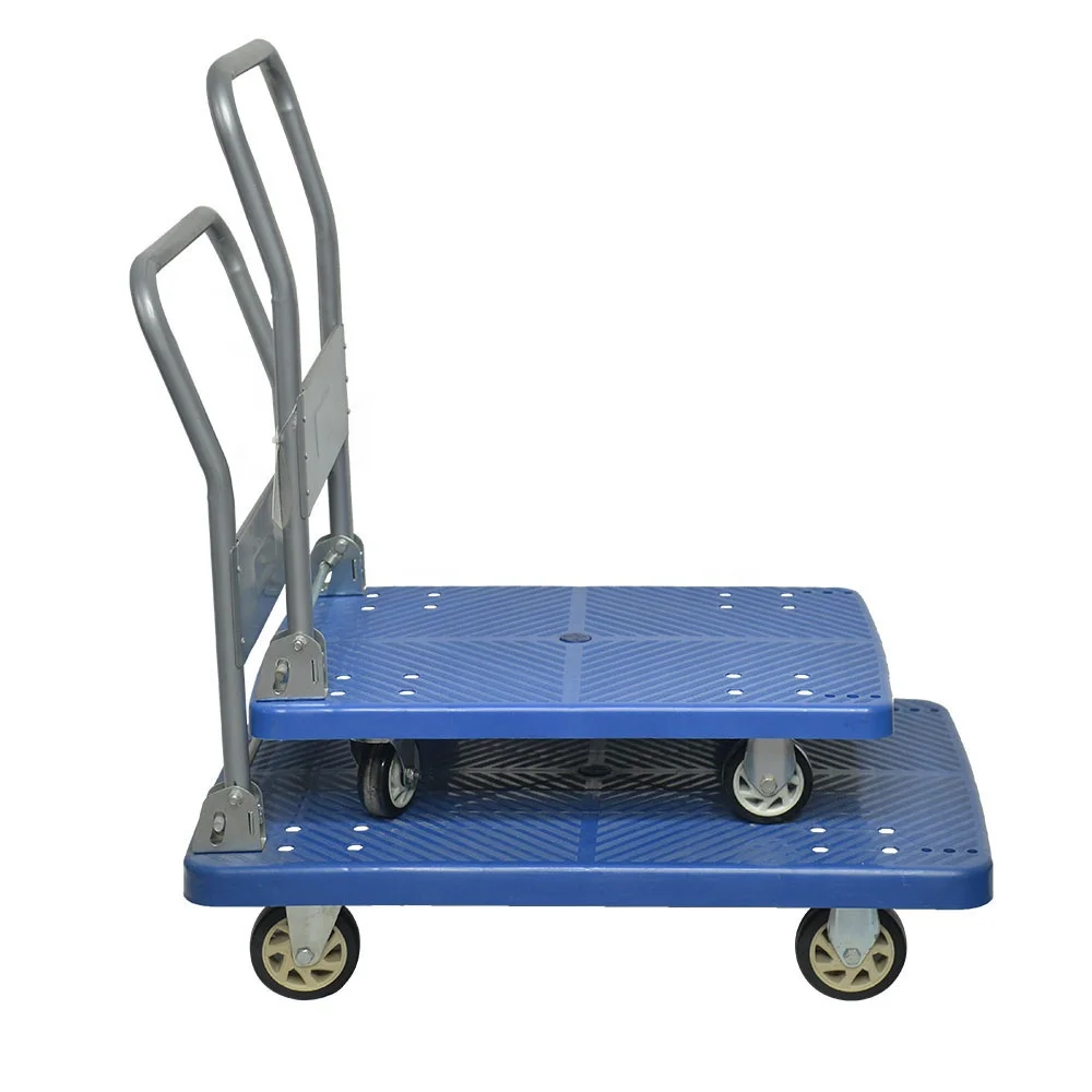 Platform Steel Trolley Folding Flat Warehouse Moving Cart Folding Weight Capacity Folding Dolly Luggage Trolley Flatbed Cart