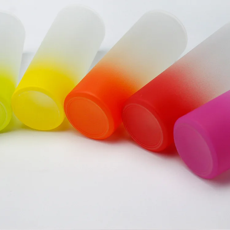 High Quality 3oz Sublimation Shot Glass Gradient Color Wine Whiskey Glass Transparent Frosted Sublimation Shot Glasses