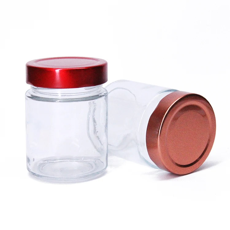 Stock Glass Jar Honey Jar Glass Jam Jars With Black Deep Twist Off Caps 106Ml 212Ml 314Ml 580Ml