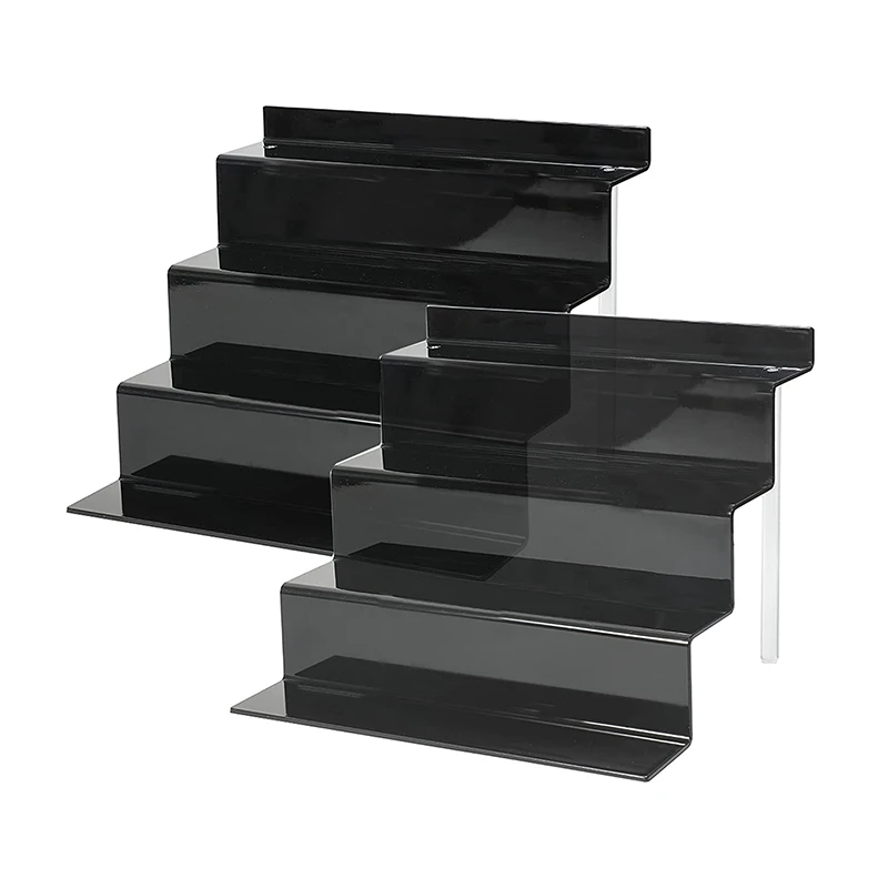 4 Tier Black Cupcakes Perfumes Figurines Display Stand Risers Shelf Acrylic Stands for Display