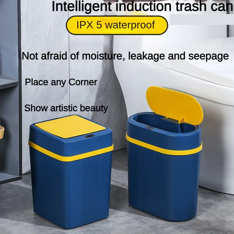 Household Smart Garbage Can Bedroom Kitchen Bathroom Cleat Automatic Induction Garbage Can Sensor Dustbin Plastic Oval ABS