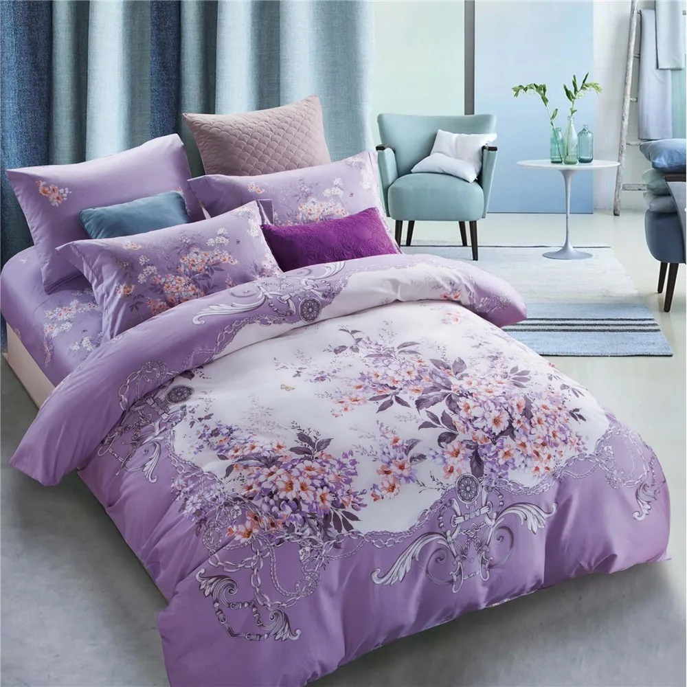KOSMOS 100% cotton Flower Luxury bed cover bedding set customized Bed Sheets Cotton Set