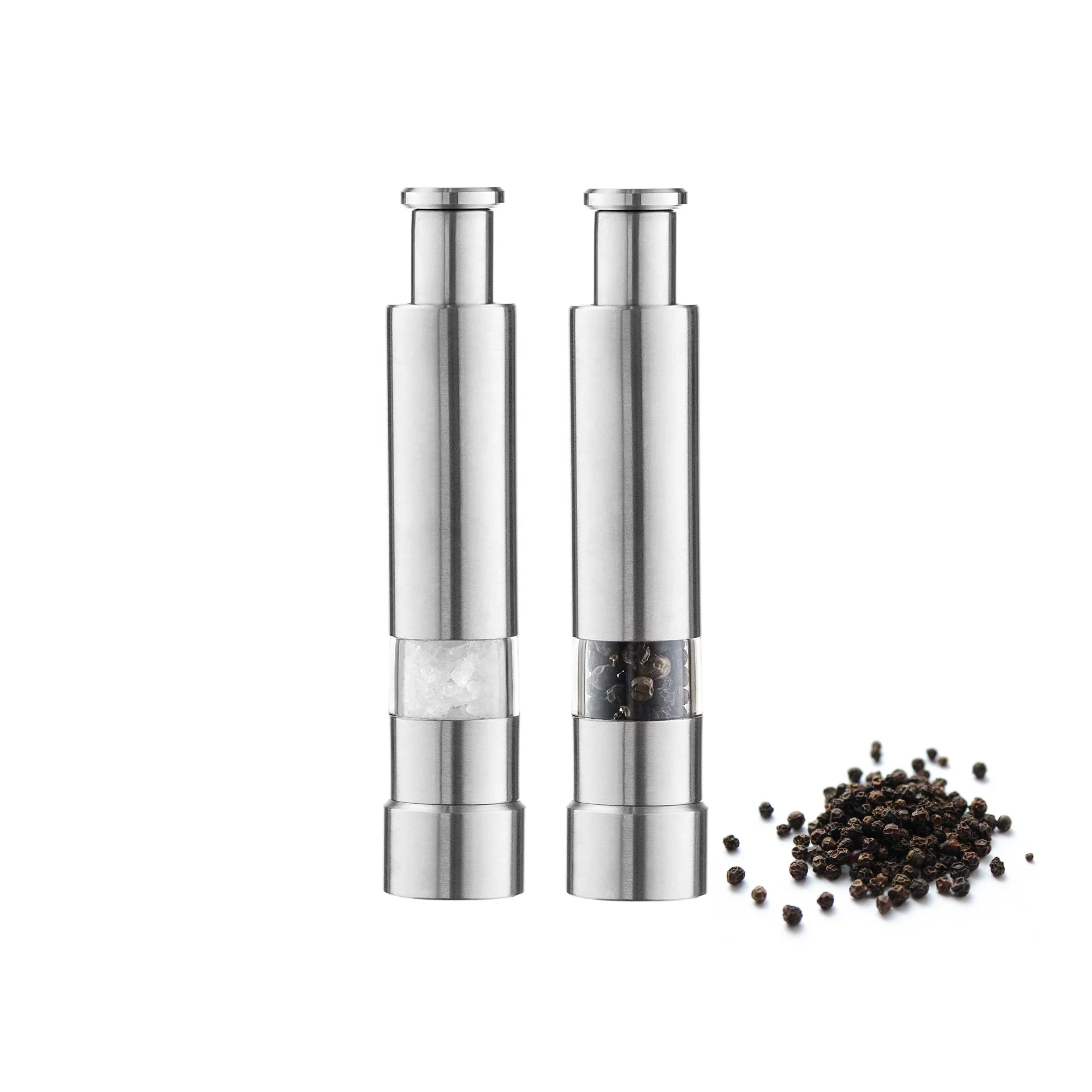 Factory Sale Mini Stainless Steel Manual One Handed Thumb Spice Salt Pepper Mill