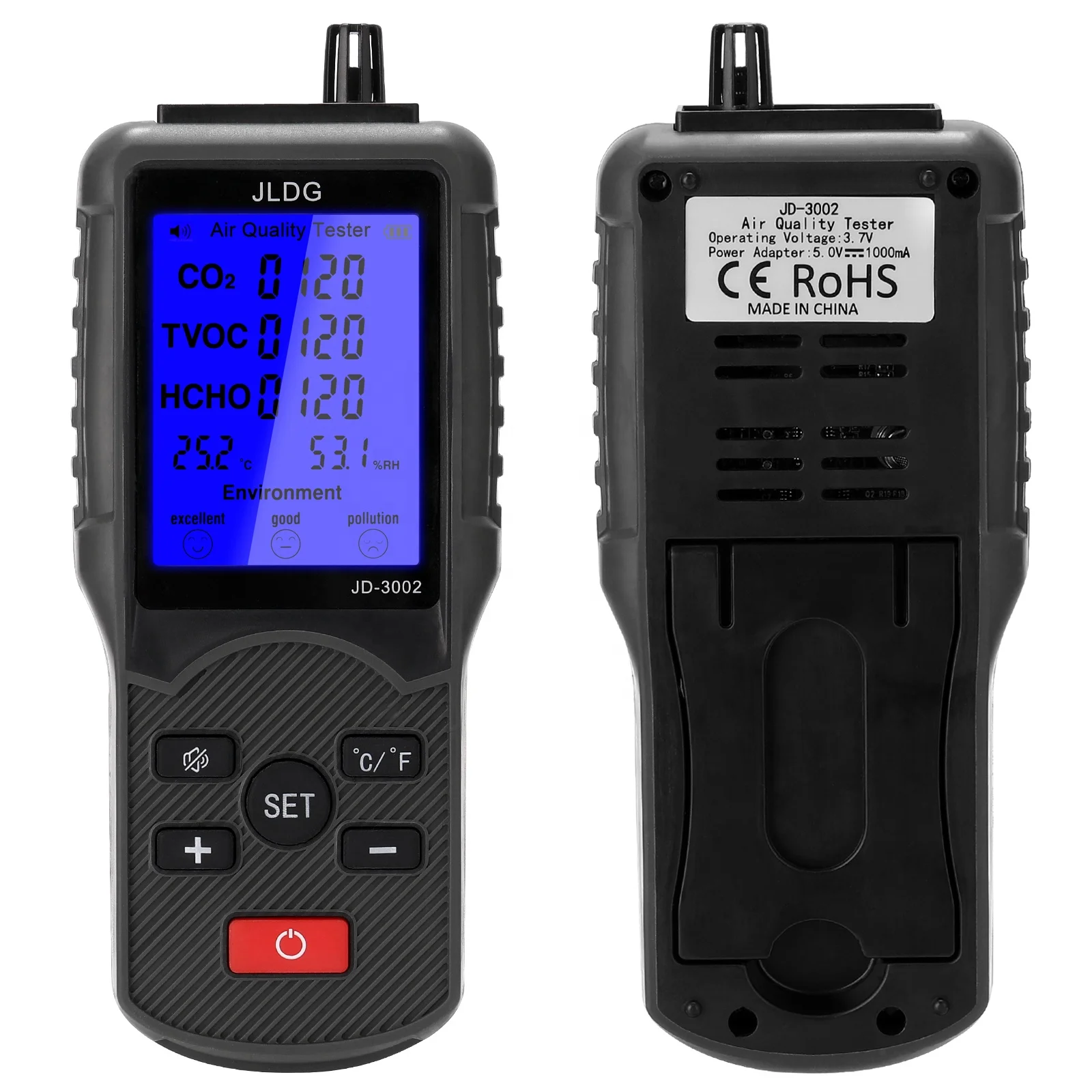 JD-3002 High Precision LCD CO2 Gas Analyzer Handheld air quality gas Detector Monitor