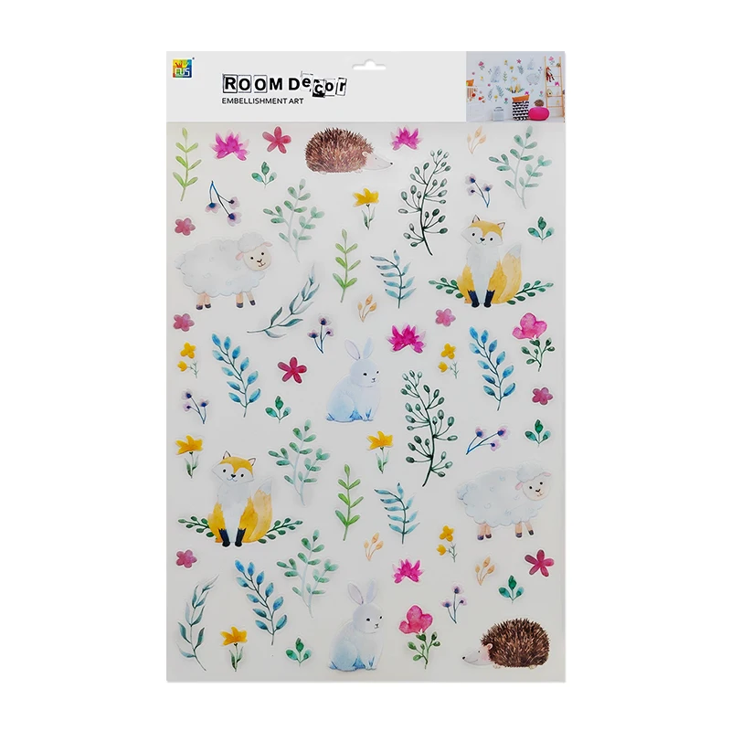 Cute Cartoon Rabbit and Fox Flower Wall Stickers Home Decoration Items for Design Unique and Stylish