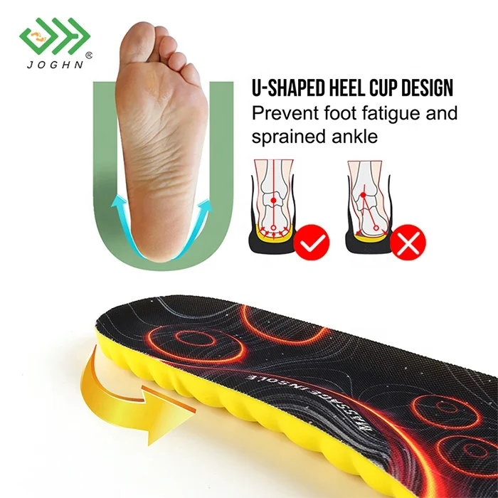 JOGHN Absorb Sweat Thick Pu Sport Running Sportsman Tennis Custom Shoe Insoles Flat Feet Insoles Soft Insole