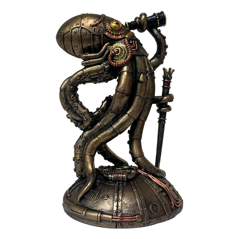 Resin Mechanical Octopus Crafts cartoon animal sculpture  home living room ornaments desk decoration folk crafts