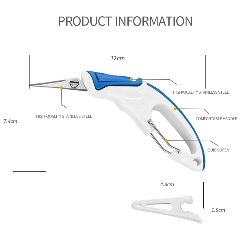 Braided Line Scissors Fish Clippers Stainless Steel Fishing Scissors Blade Rubber Handle Flechtleine-Schere Angelknipser