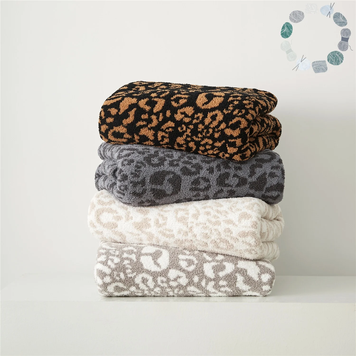 Leopard Print Knitted Throw Blanket Hot Sale 100% Polyester 51*63 Inch Winter Warm Microfiber Fluffy